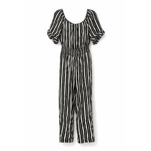 Dashing Black & White Vertical Striped Short Sleeve Jumpsuit Plus Size 3X